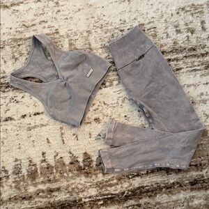 Seamless Grey Sports Bra and Legging Set